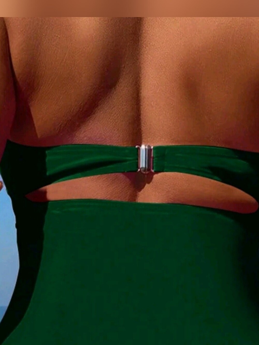 Size L Green Crisscross Cutout One-Piece Swimsuit - Picture 7 of 8
